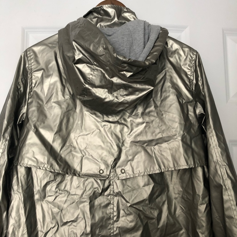 Zara Metallic Silver Hooded Raincoat - Picture 12 of 12